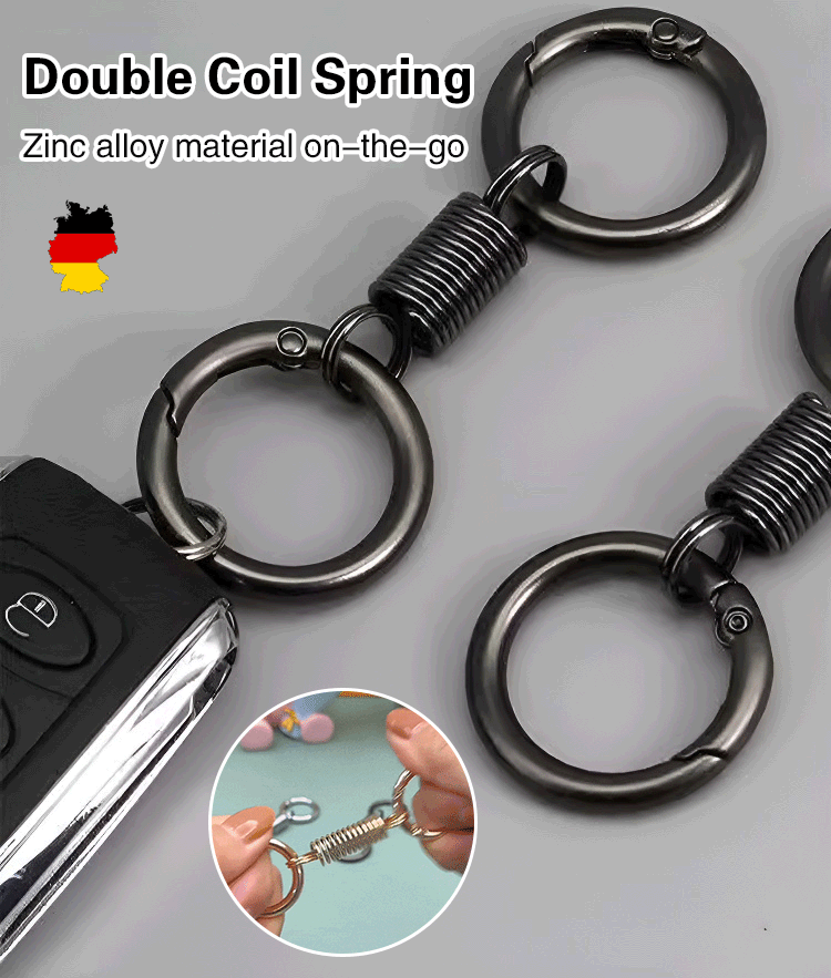 Spring double circle keychain