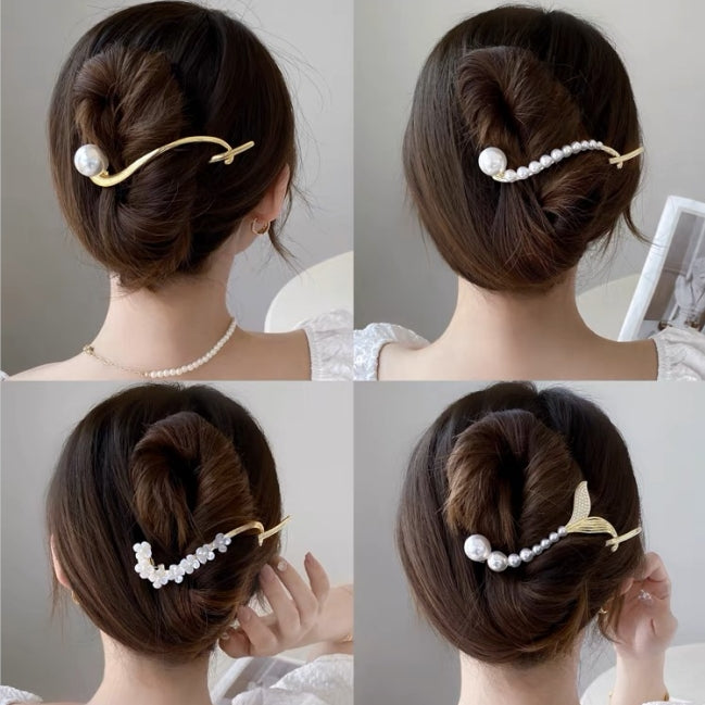 ⭐2024 Elegant pearl curved hair clip