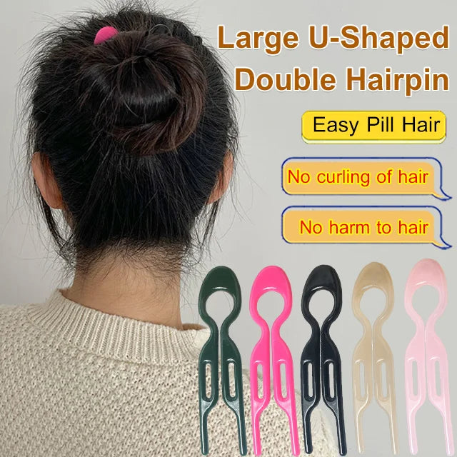 3Pcs Large Size U-Shaped Double Prong Hairpin
