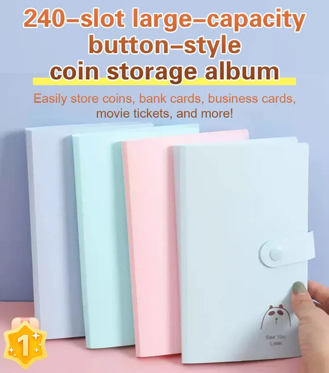 Button-style coin holder booklet