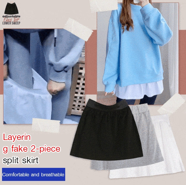 Adjustable Layering Fake Sweater Split Skirt