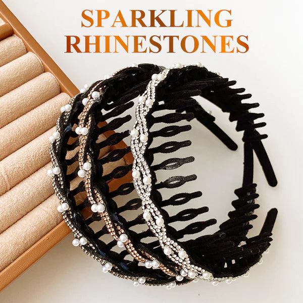 🆕Fashion Rhinestone Headband with Tooth Comb Design