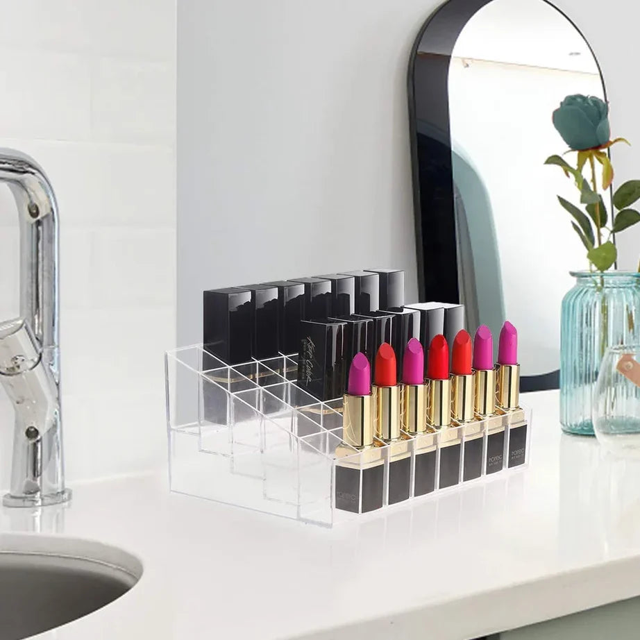 24 Slots Acrylic Lipstick Organizer Holder For Makeup and Cosmetics