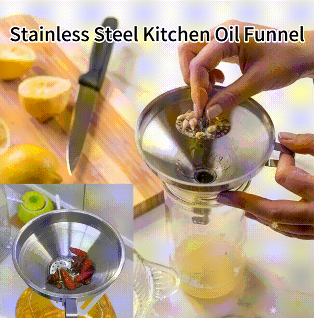 Stainless Steel Kitchen Oil Funnel（with filter）