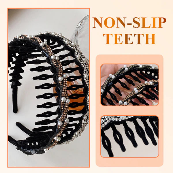 🆕Fashion Rhinestone Headband with Tooth Comb Design