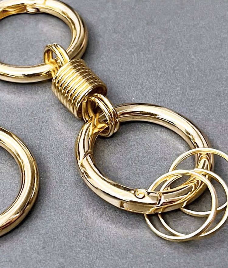 Spring double circle keychain