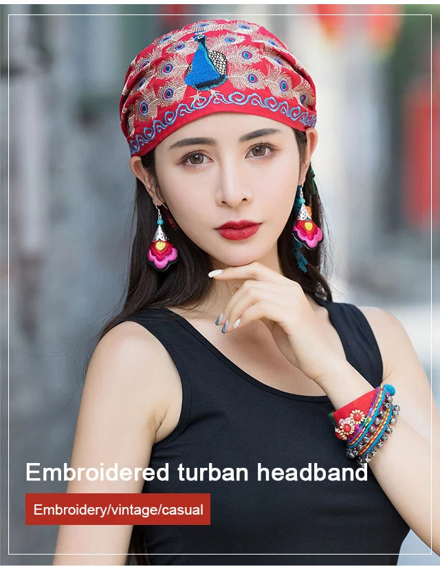 Cotton and Linen Ethnic Style Women Bouffant Cap