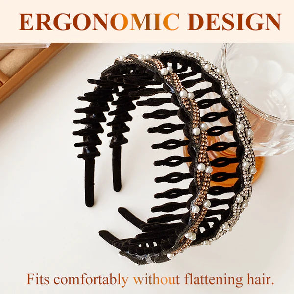 🆕Fashion Rhinestone Headband with Tooth Comb Design
