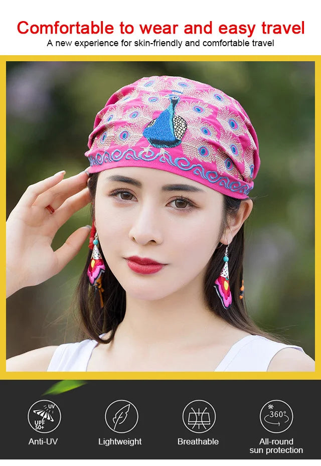 Cotton and Linen Ethnic Style Women Bouffant Cap