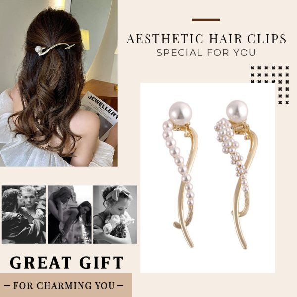 ⭐2024 Elegant pearl curved hair clip